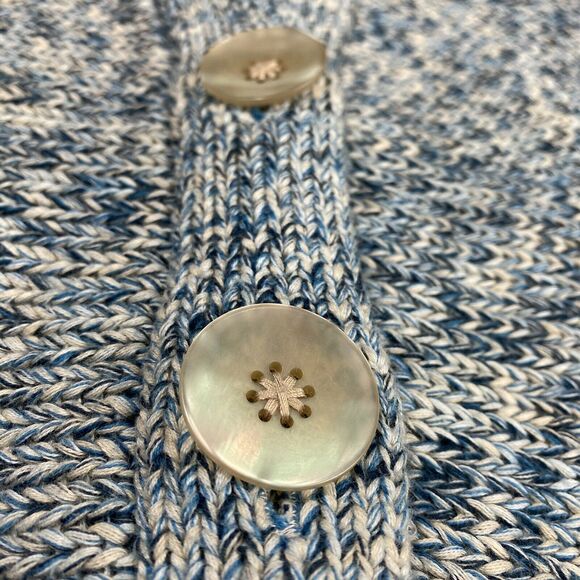J Jill Knit Cardigan Womens Large Blue Short Sleeve Sweater Layer Big Buttons - Picture 10 of 11